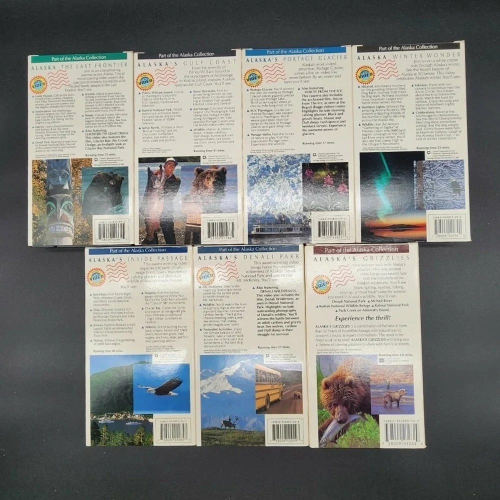 Alaska Video Postcards VHS Set Documentary Nature Wildlife 7 Tape Lot